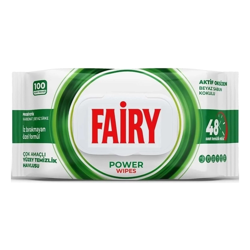 دستمال مرطوب چند منظوره سطوح فیری  100 تایی POWER WIPES