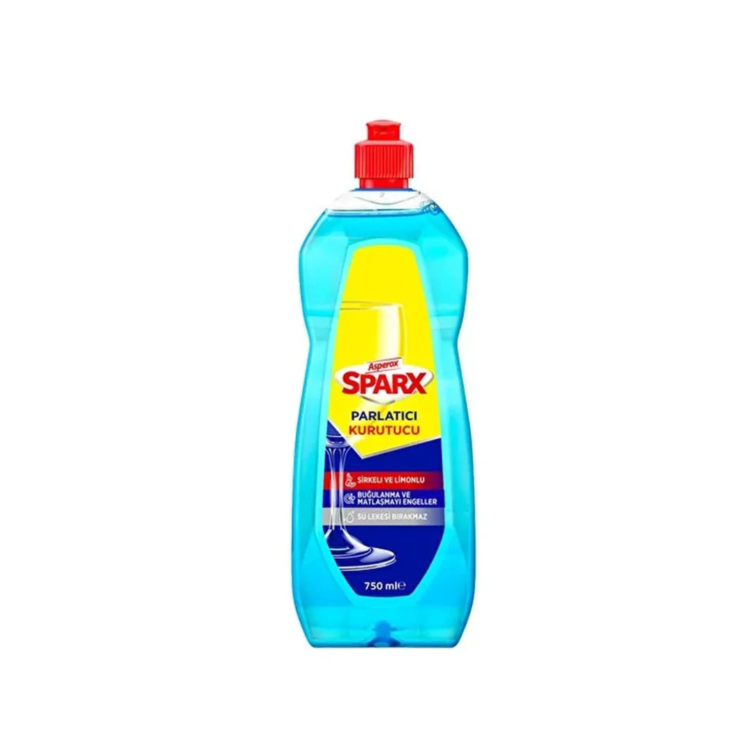 مایع جلادهنده ماشین ظرفشویی آبی آسپروکس مدل Sparx با رایحه سرکه و لیمو حجم 750 میلی‌لیتر